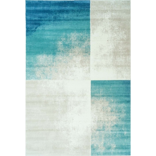 Ladole Rugs Dunya Ivory Teal Blue Abstract Contemporary Trendy Indoor Area Rug, 8x11