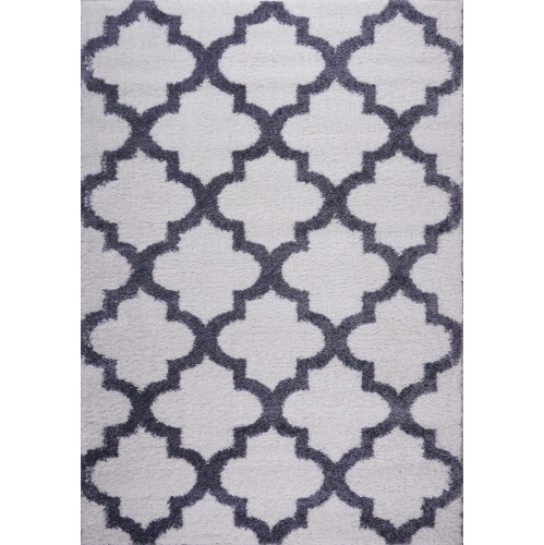 Ladole Rugs Shaggy Fes Abstract Polypropylene Area Rug Carpet in Dark Gray White, 8x11
