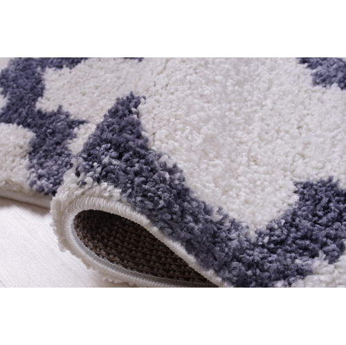 Ladole Rugs Shaggy Fes Abstract Polypropylene Area Rug Carpet in Dark Gray White, 8x11