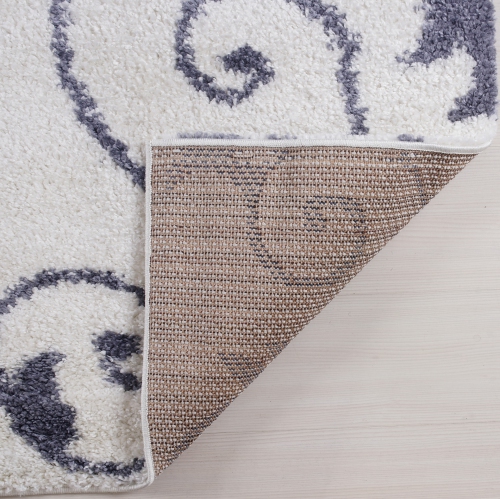 Ladole Rugs Shaggy Rabat Abstract Spirals Indoor Area Rug Carpet in White Dark Gray, 8x11