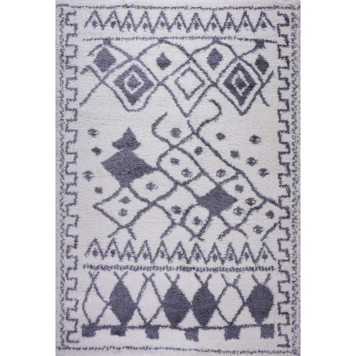 Ladole – Tapis moderne Shaggy Asilah, intérieur, petit paillasson, gris foncé, 2 x 3