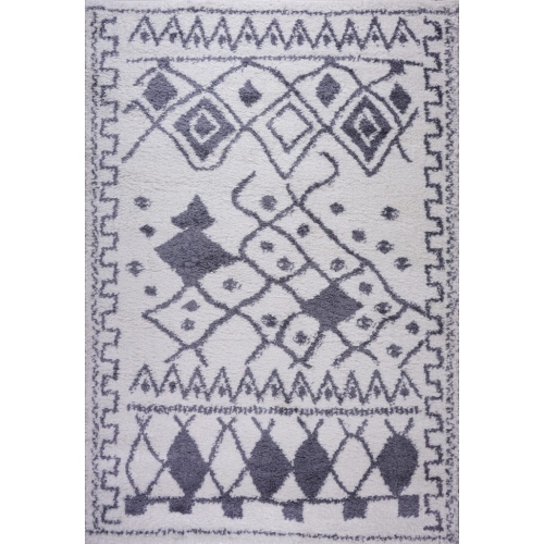 LA DOLE RUGS  Ladole Rugs Shaggy Asilah Abstract Modern Indoor Area Rug Carpet In Dark White, 8X11 (7'10" X 10'5", 240Cm X 320Cm) In Gray