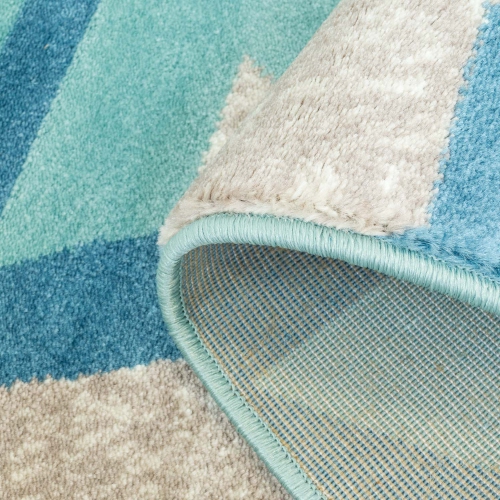 Ladole Rugs Inspiration Collection Irish Geometric Machine Made Area Rug Carpet in Blue, 8x11