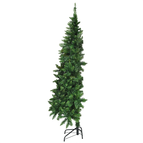 Costway 6ft Pre-lit PVC Artificial Half Christmas Tree 8 Flash Modes w/ 250 LED Lights