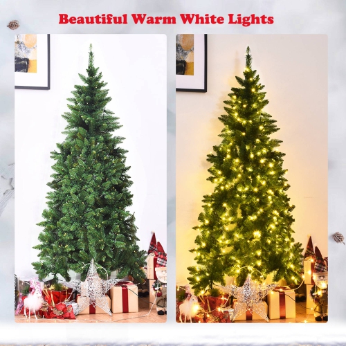 Costway 6ft Pre-lit PVC Artificial Half Christmas Tree 8 Flash Modes w/ 250 LED Lights