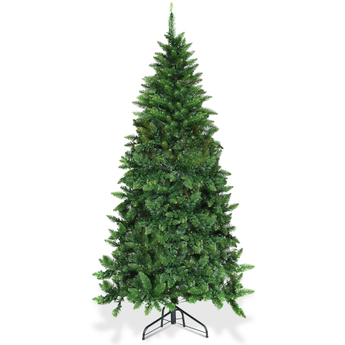 Costway 6ft Pre-lit PVC Artificial Half Christmas Tree 8 Flash Modes w/ 250 LED Lights