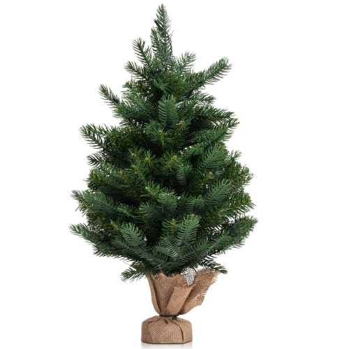 Costway 24'' Pre-Lit Tabletop Fir Artificial Christmas Tree with 35 LED Lights and Timer