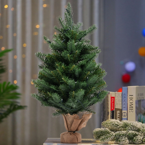 Costway 24'' Pre-Lit Tabletop Fir Artificial Christmas Tree with 35 LED Lights and Timer