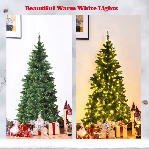 Costway 5ft Pre-lit PVC Artificial Half Christmas Tree 8 Flash Modes w/ 250 LED Lights