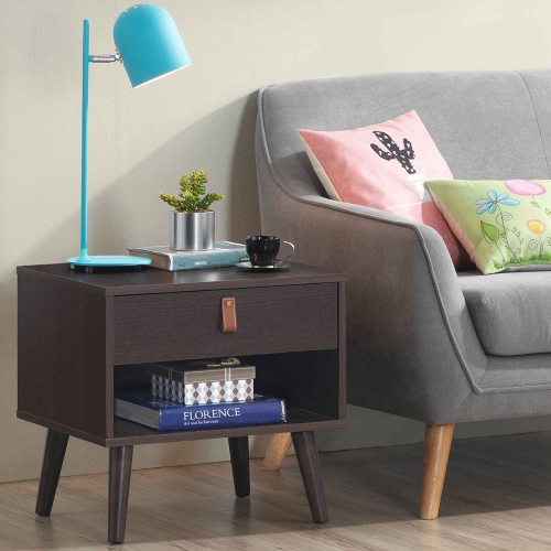 Costway Set of 2 Nightstand Sofa Side End BedsideTable Drawer