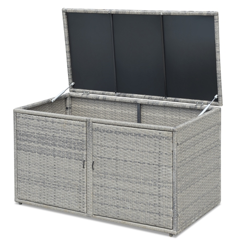Costway 88 Gallon Garden Patio Rattan Storage Container Box Bin Shelf