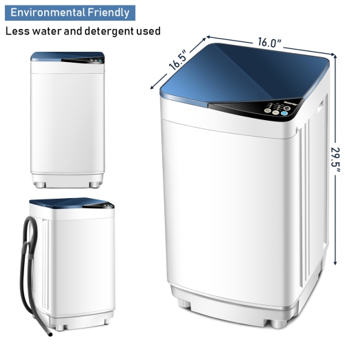 Costway Full-Automatic Portable Washing Machine 7.7lbs Washer with Germicidal UV-Light Spinner - Blue