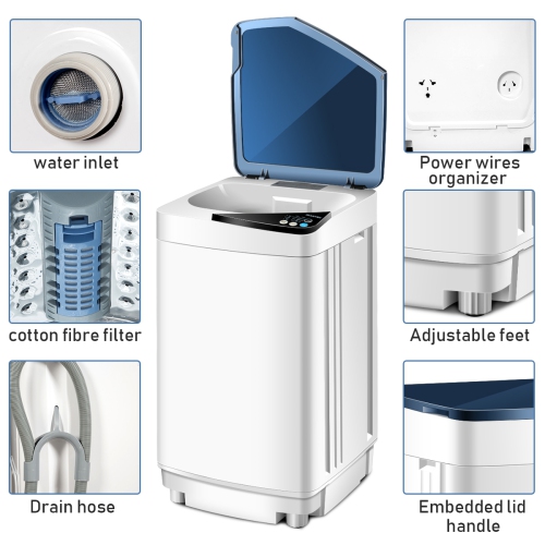 Costway Full-Automatic Portable Washing Machine 7.7lbs Washer with Germicidal UV-Light Spinner - Blue