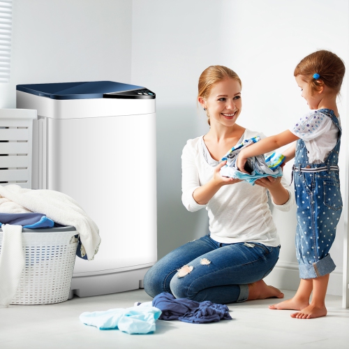 Costway Full-Automatic Portable Washing Machine 7.7lbs Washer with Germicidal UV-Light Spinner - Blue
