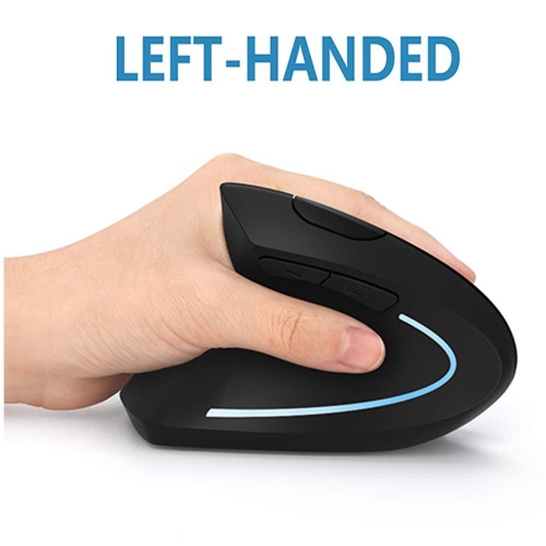 SAMA Left-Handed Ergonomic Wireless Mouse - 2.4G Vertical Design (Black)