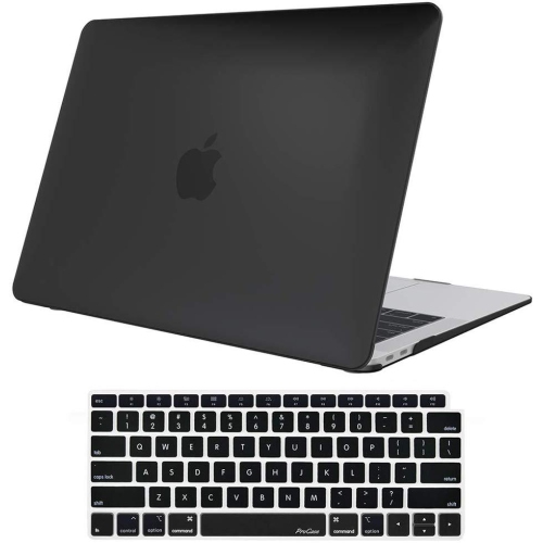 Étui pour MacBook Air de 13 po à 2018 sorties, étui rigide avec revêtement en caoutchouc ProCase, noir