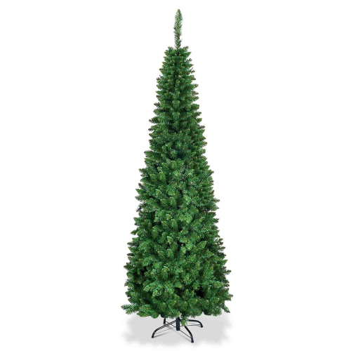 Costway 4.5ft6.5ft7.5ft Pre-Lit Hinged Artificial Pencil Christmas Tree with 150250350 Multicolor Lights