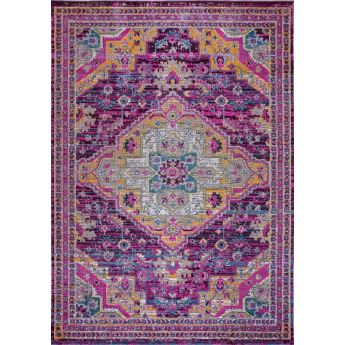LA DOLE RUGS  Ladole Rugs Elson Durable Traditional Vintage Outdoor Area Rug Carpet In Pink, 4X5 (3'11" X 5'3", 120Cm X 160Cm) In Purple