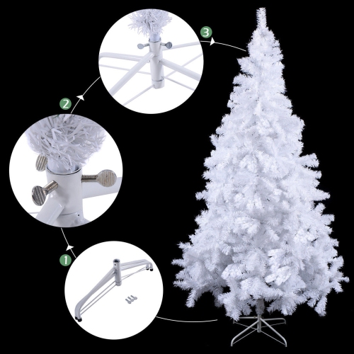 Costway 5Ft Artificial PVC Christmas Tree W/ Stand Xmas Holiday Decor White