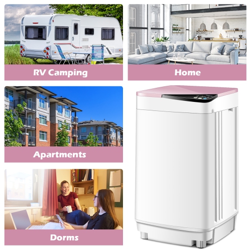 Costway Full-Automatic Portable Washing Machine 7.7lbs Washer with Germicidal UV-Light Spinner