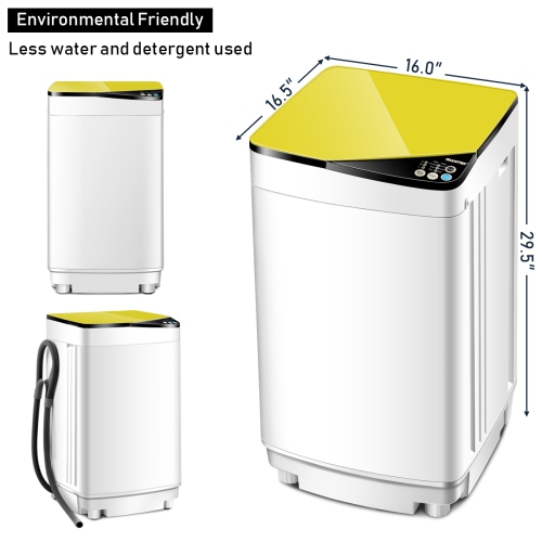 Costway Full-Automatic Portable Washing Machine 7.7lbs Washer with Germicidal UV-Light Spinner - Yellow