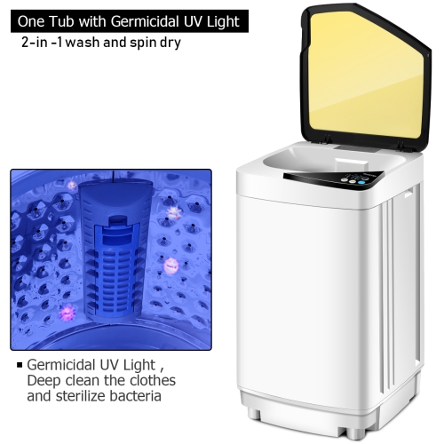 Costway Full-Automatic Portable Washing Machine 7.7lbs Washer with Germicidal UV-Light Spinner - Yellow