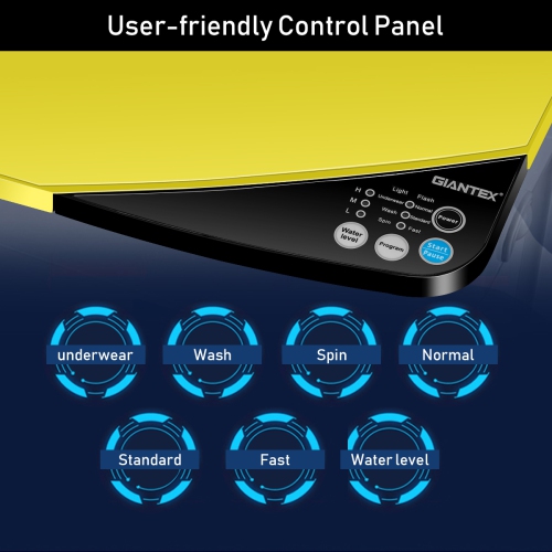 Costway Full-Automatic Portable Washing Machine 7.7lbs Washer with Germicidal UV-Light Spinner - Yellow