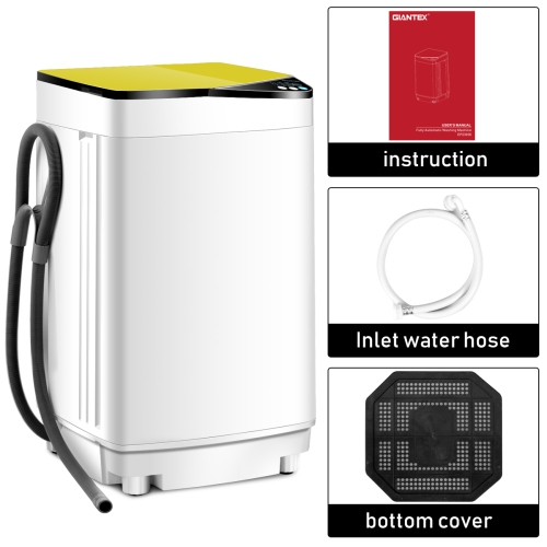Costway Full-Automatic Portable Washing Machine 7.7lbs Washer with Germicidal UV-Light Spinner - Yellow