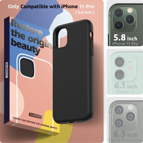 Silicone Case for iPhone 11 Pro Case, Liquid Silicone Protective Phone Case Cover Compatible with iPhone 11 Pro 5.8" (Black)