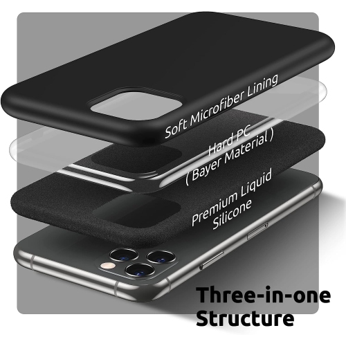 Silicone Case for iPhone 11 Pro Case, Liquid Silicone Protective Phone Case Cover Compatible with iPhone 11 Pro 5.8" (Black)