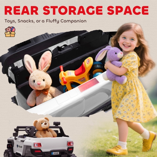 Aosom 2-Seater Kids Ride On Police Car, 12V 7AH Ride on Truck, Electric Car for Toddlers with Remote Control, LED Lights, Big Wheels, 4 Shock