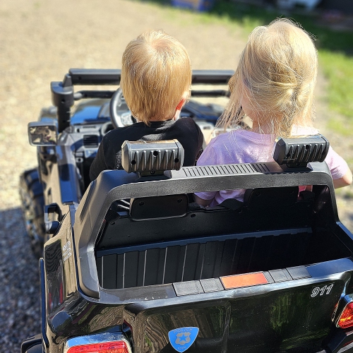 Aosom 2-Seater Kids Ride On Police Car, 12V 7AH Ride on Truck, Electric Car for Toddlers with Remote Control, LED Lights, Big Wheels, 4 Shock