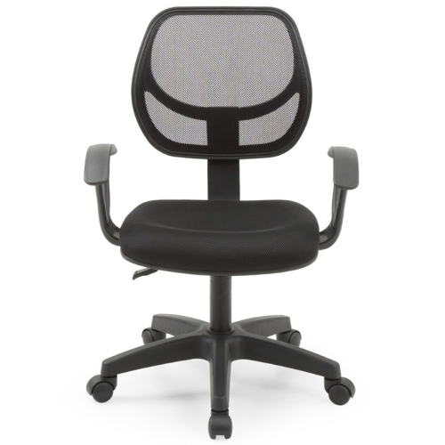 Hodedah Mesh Mid-Back Adjustable Height Task Chair in Black Fabric