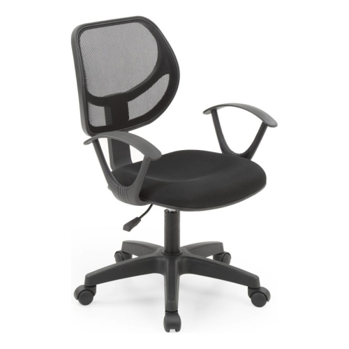 Hodedah Mesh Mid-Back Adjustable Height Task Chair in Black Fabric