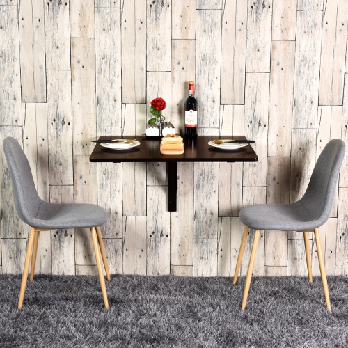 Gymax Wall-Mounted Drop-Leaf Table Folding Kitchen Dining Table Desk Space Saver