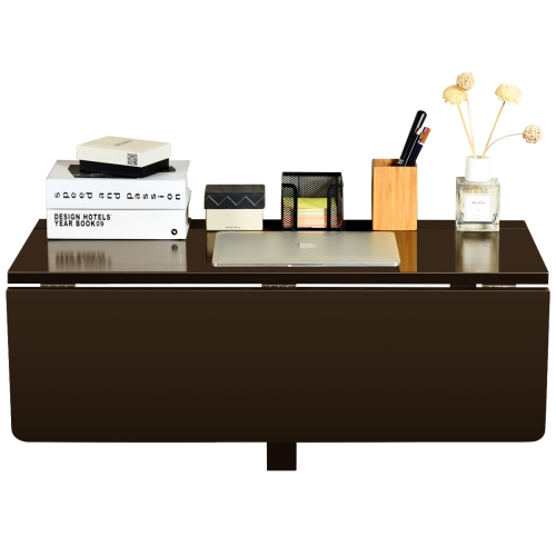 Gymax Wall-Mounted Drop-Leaf Table Folding Kitchen Dining Table Desk Space Saver