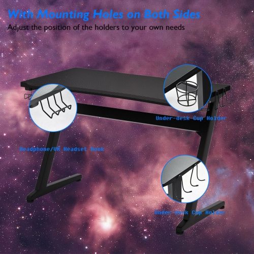 Gymax Gaming Desk Computer Studio Desk PC Table Z Shape Gamer Workstation w/Mousepad