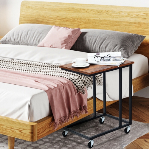 Gymax Laptop Holder Sofa Side End MobileTable Multiple Stand Desk Notebook Beside Wood