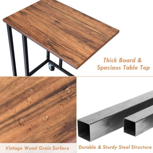 Gymax Laptop Holder Sofa Side End MobileTable Multiple Stand Desk Notebook Beside Wood