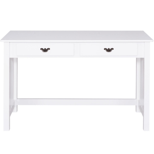 Gymax Writing Desk with Drawers and Removable Hutch Solid Wood Legs Concise Style