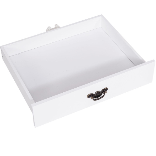 Gymax Writing Desk with Drawers and Removable Hutch Solid Wood Legs Concise Style