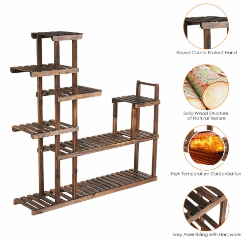 Gymax 7-Tier Flower Wood Stand Plant Display Rack Multifunctional Storage Shelf