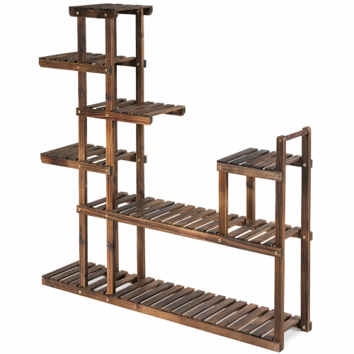 Gymax 7-Tier Flower Wood Stand Plant Display Rack Multifunctional Storage Shelf