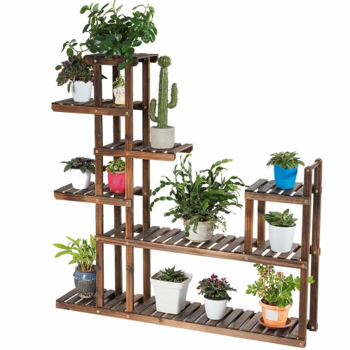 Gymax 7-Tier Flower Wood Stand Plant Display Rack Multifunctional Storage Shelf