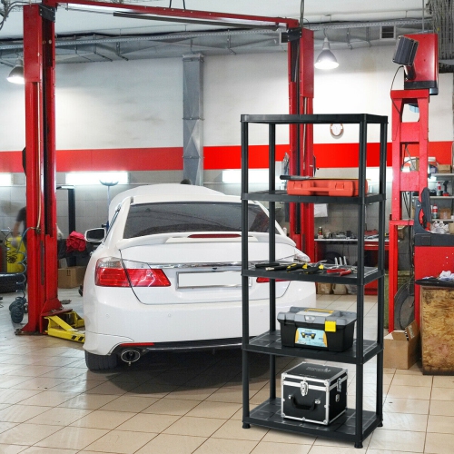 Gymax 5-Tier Storage Shelving Freestanding Heavy Duty Rack 33.5"L X 16"W X 73"H Black