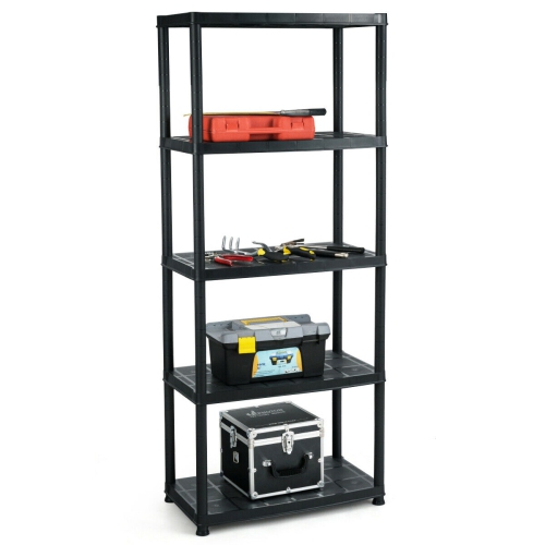 Gymax 5-Tier Storage Shelving Freestanding Heavy Duty Rack 33.5"L X 16"W X 73"H Black