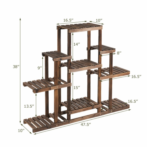 Gymax 6-Tier Flower Wood Stand Plant Display Rack Multifunctional Storage Shelf
