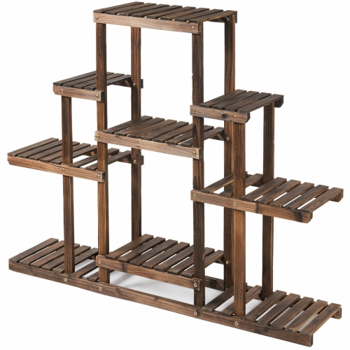 Gymax 6-Tier Flower Wood Stand Plant Display Rack Multifunctional Storage Shelf