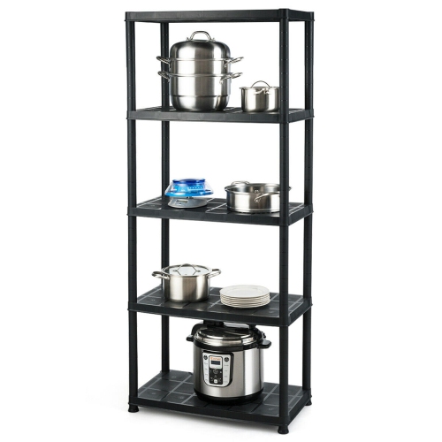 Gymax 2 PCS 5-Tier Ventilated Shelving Storage Rack Free Standing Multi-Use Shelf Unit