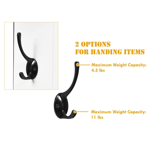 Gymax Wall Mounted Mirror Coat Hat Rack Storage Shelf w/4 Hooks & Hanging Bar Entryway